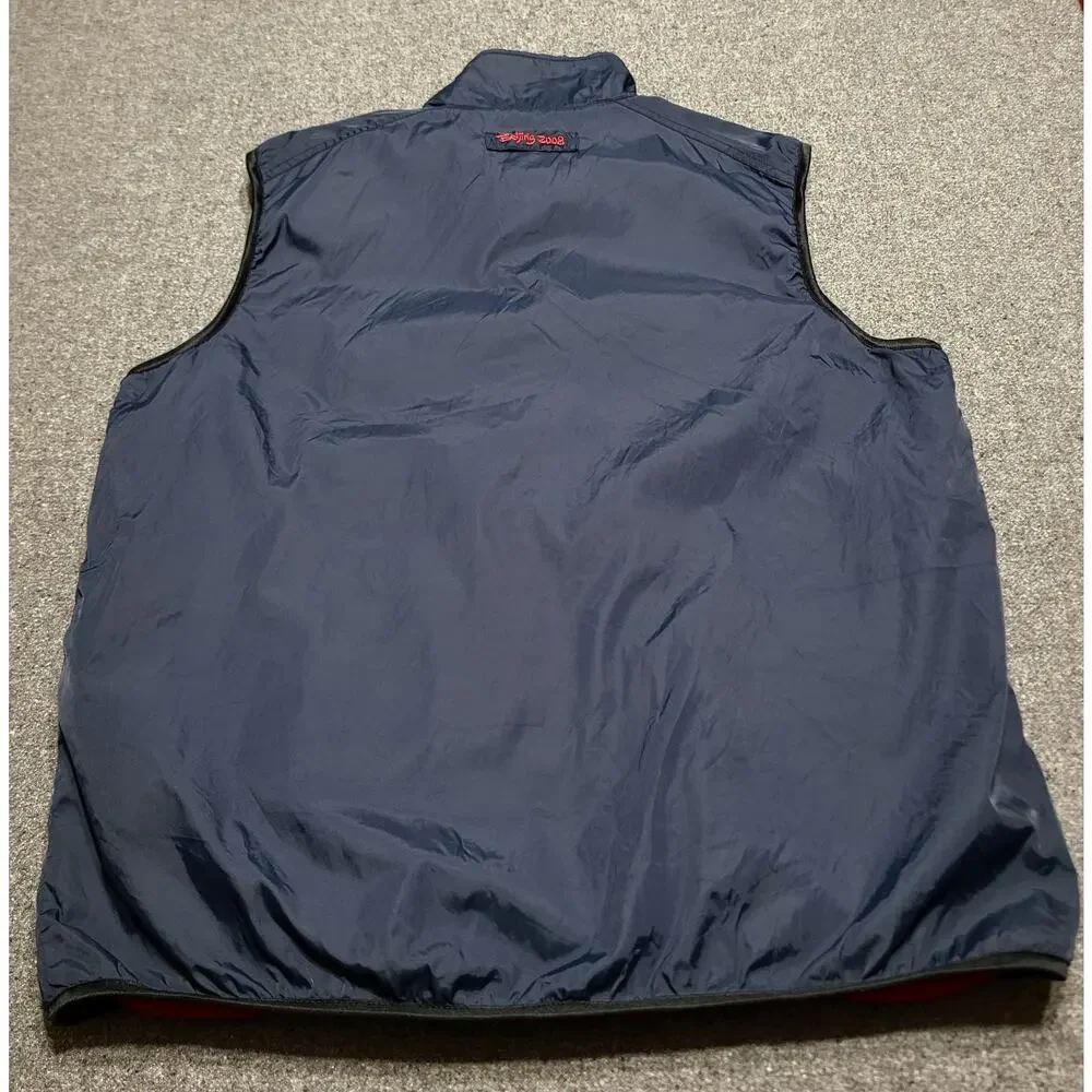 Beijing 2008 Olympics Jacket Mens Extra Large Blue Vest Pockets Zip Fleece Lined